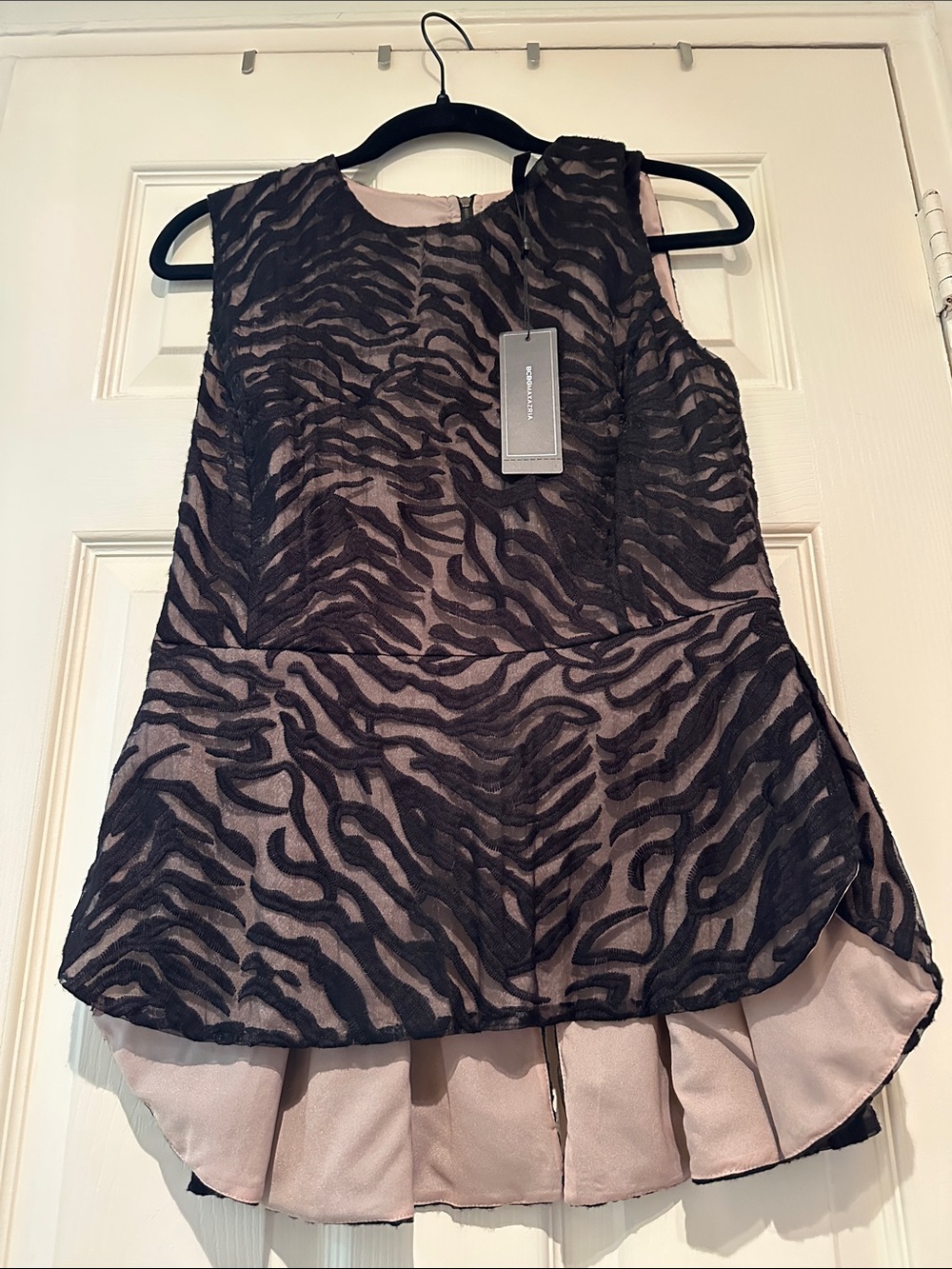 BCBGMaxAzria Black Zebra-Overlay Tunic with Blush Lining
